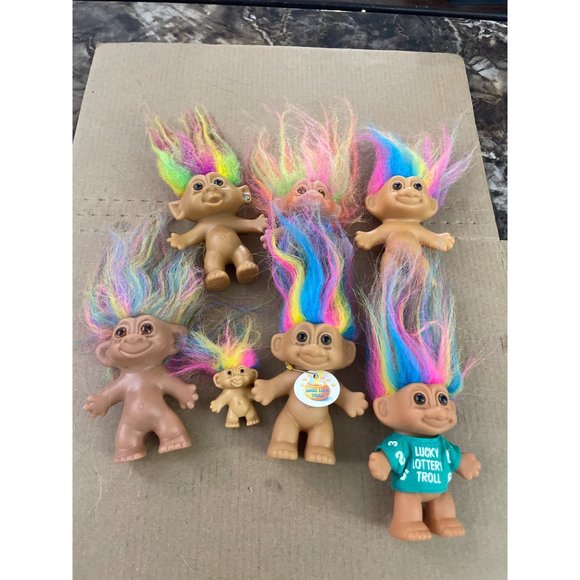 Vintage Trolls with rainbow hair